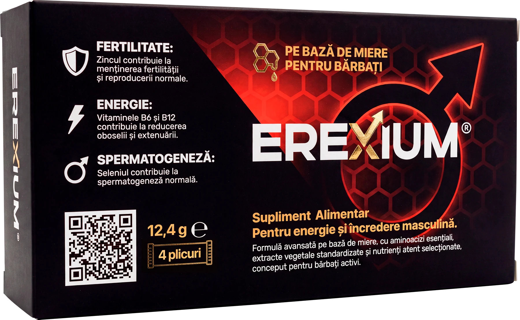 EREXIUM – supliment alimentar pentru bărbați, cutie și plic